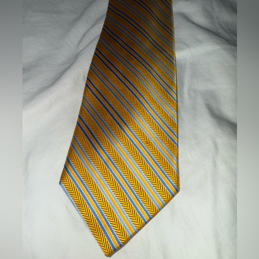 Yellow and Blue Striped Brooks Brothers Men’s Tie